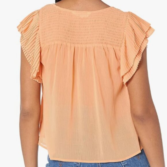 BB DAKOTA Top By Steve Madden Top CREAMSICLE NEW Sweet Flutterings Blous… - Picture 2 of 11